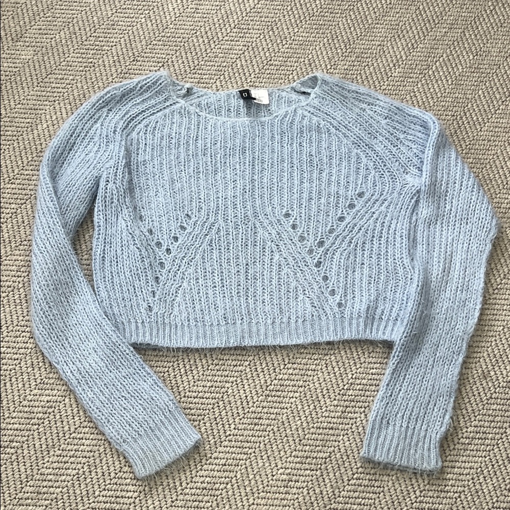 H&M Pale Blue Cropped Crewneck Sweater